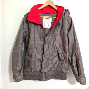Women's Snowboarding 4 Square Jacket Plaid Red Khaki L